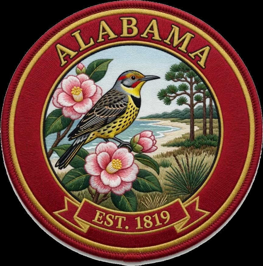 The Alabama crest — embroidered heritage medallion