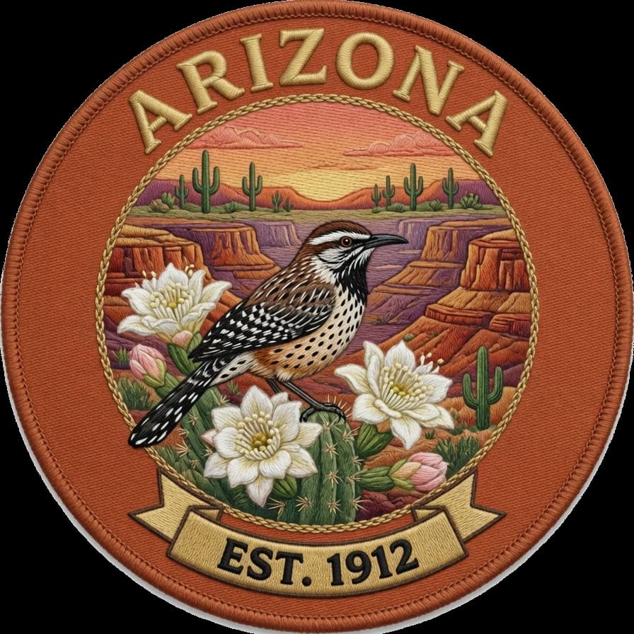 The Arizona crest — embroidered heritage medallion