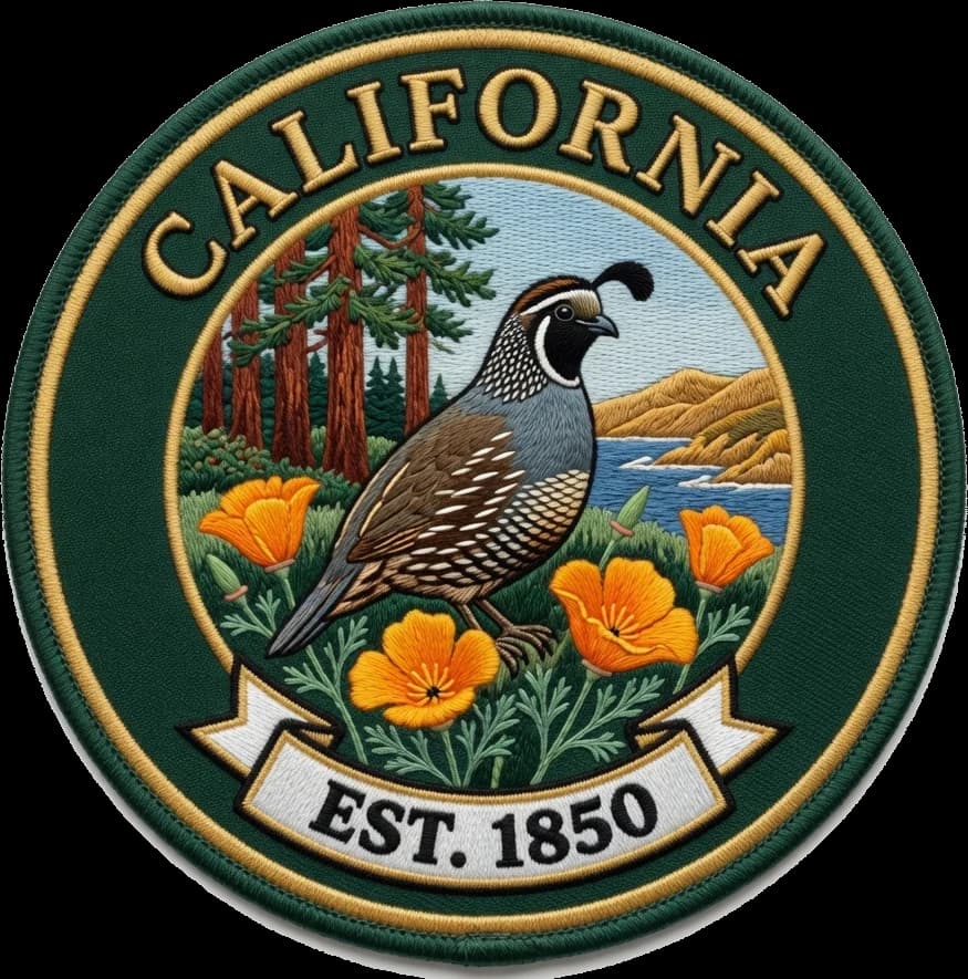 The California crest — embroidered heritage medallion