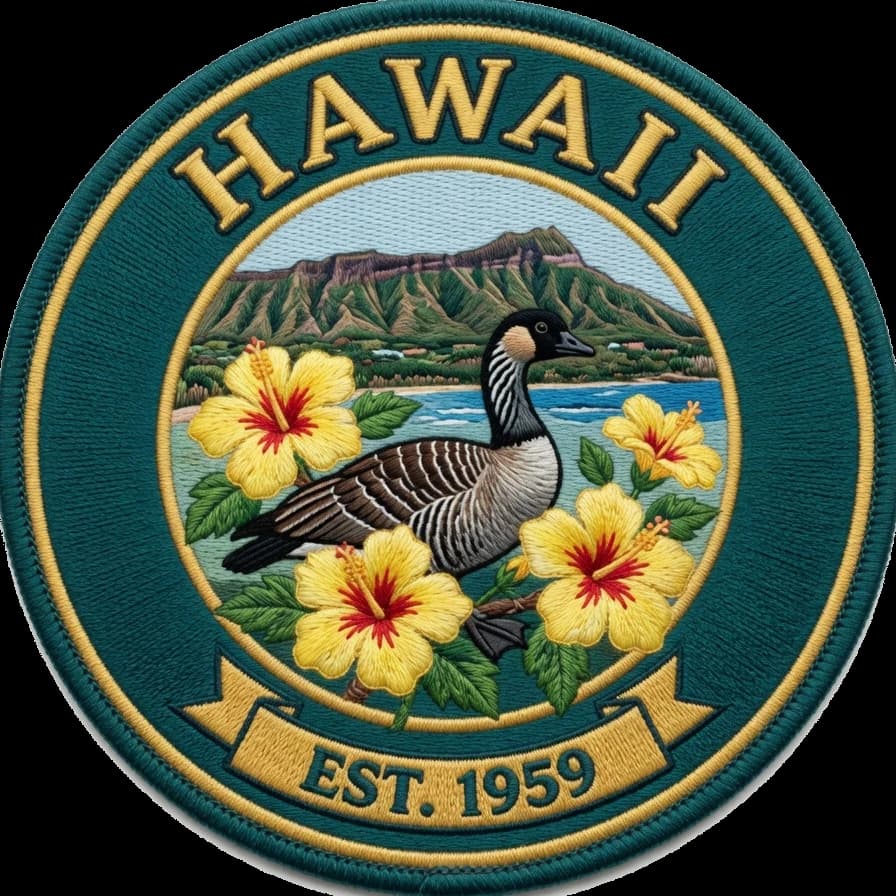 The Hawaii crest — embroidered heritage medallion