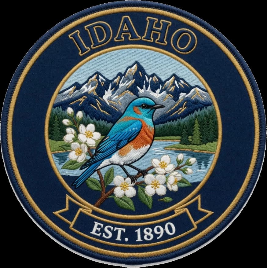 The Idaho crest — embroidered heritage medallion