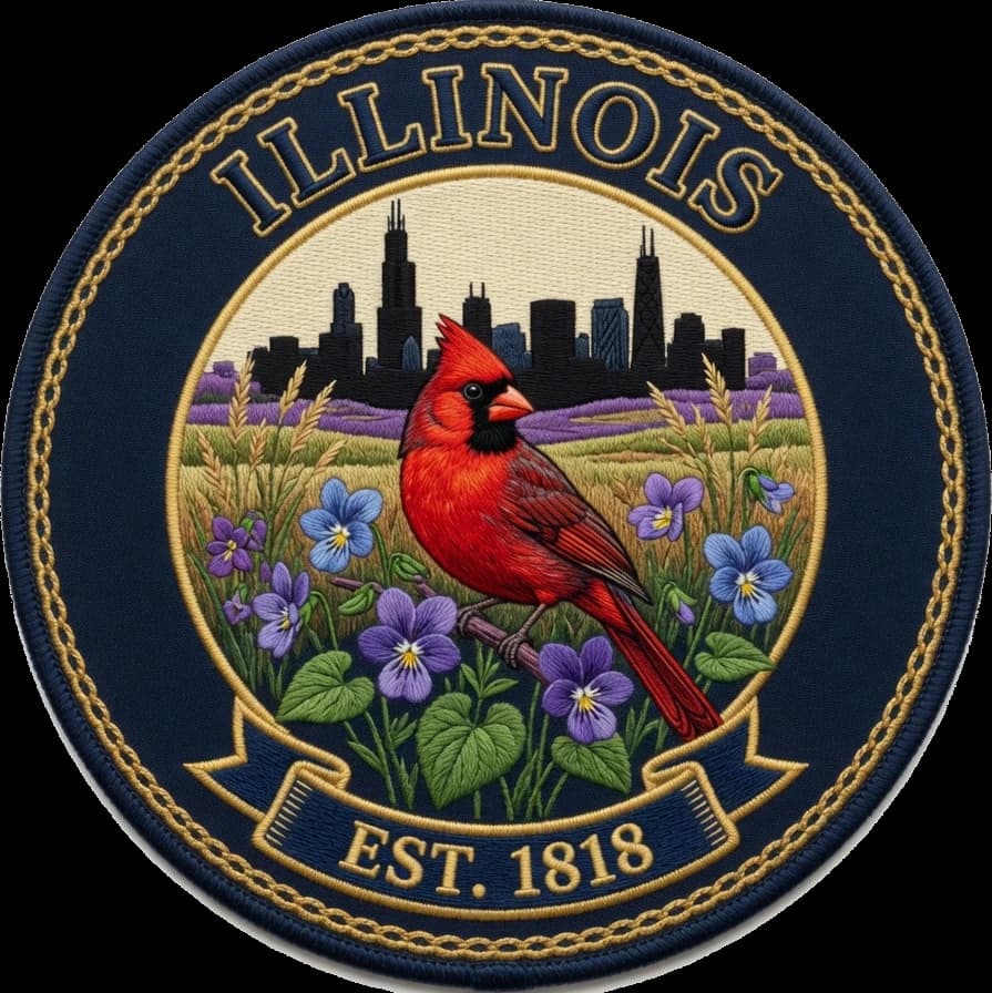 The Illinois crest — embroidered heritage medallion