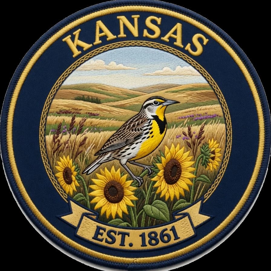 The Kansas crest — embroidered heritage medallion