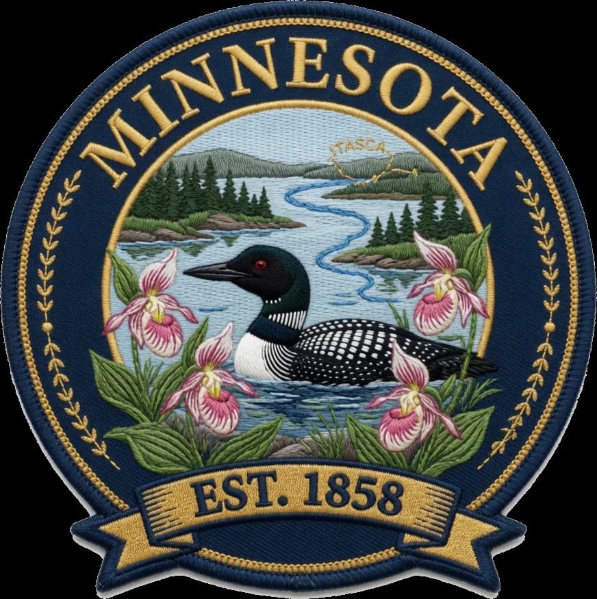 The Minnesota crest — embroidered heritage medallion