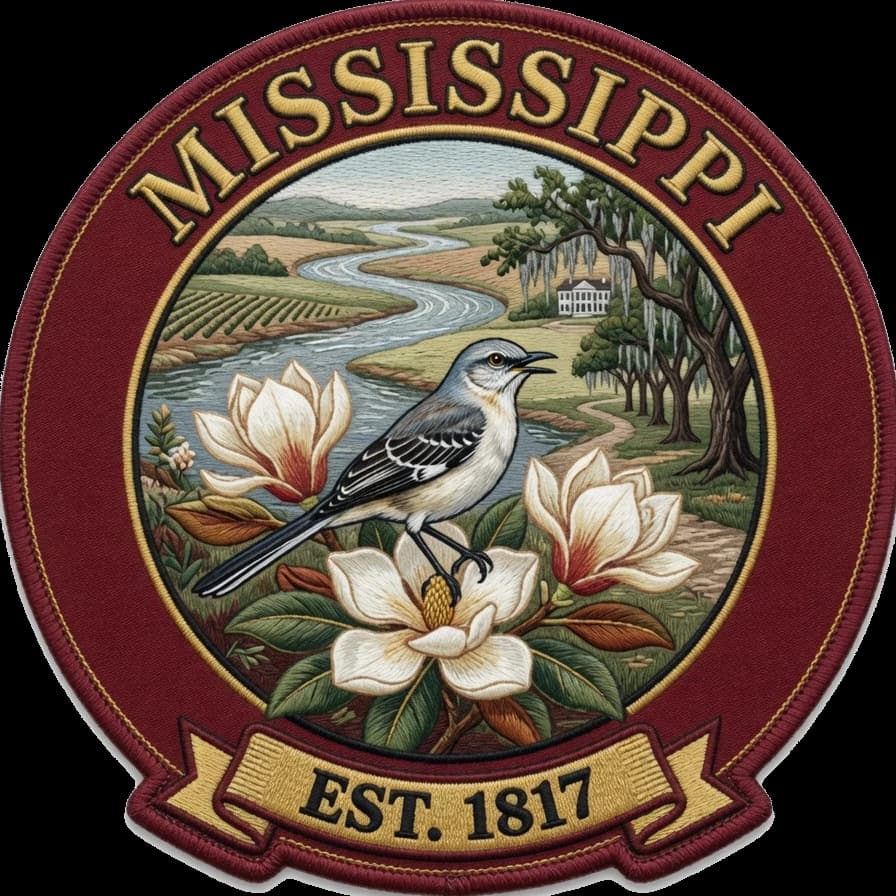 The Mississippi crest — embroidered heritage medallion