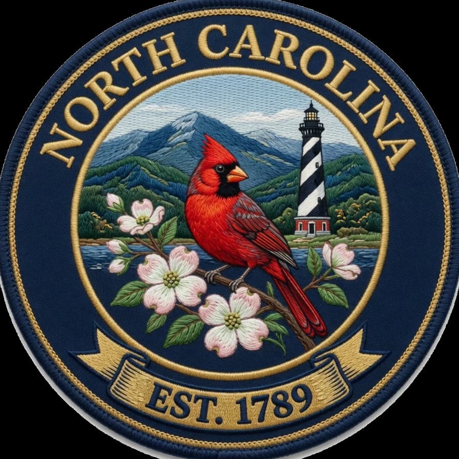 The North Carolina crest — embroidered heritage medallion