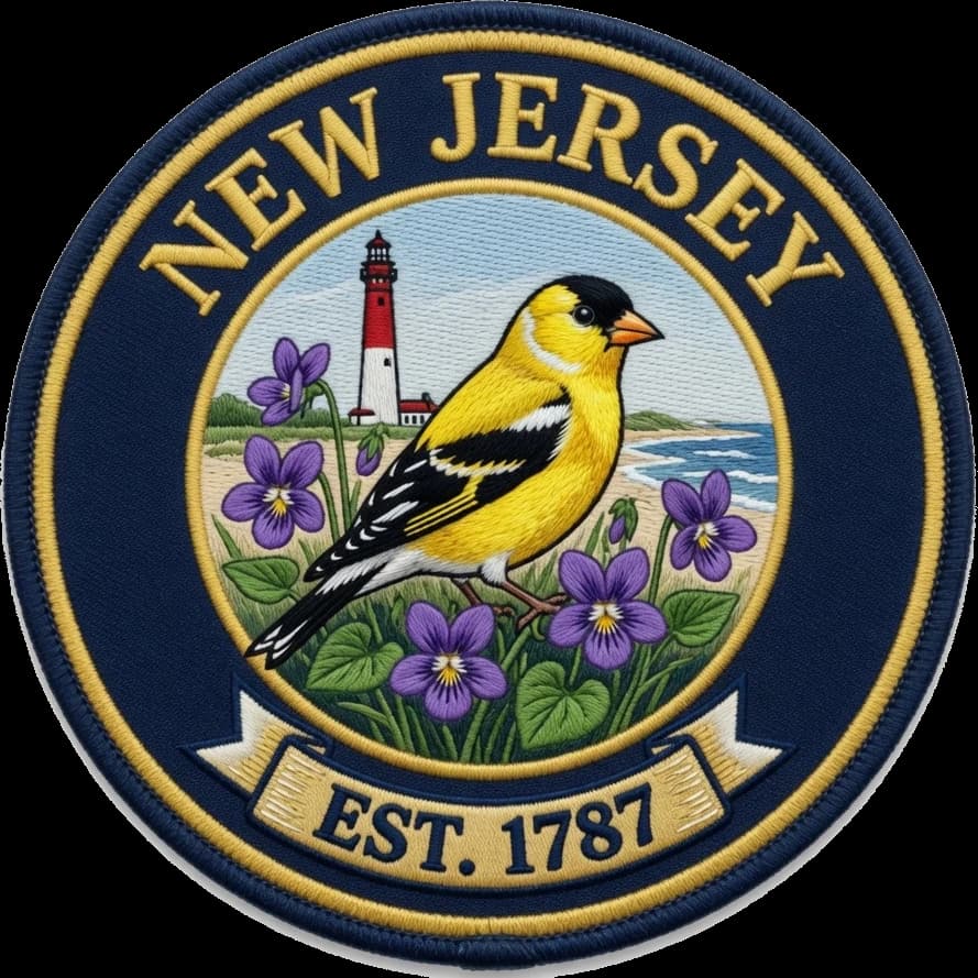 The New Jersey crest — embroidered heritage medallion