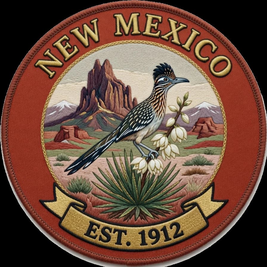 The New Mexico crest — embroidered heritage medallion