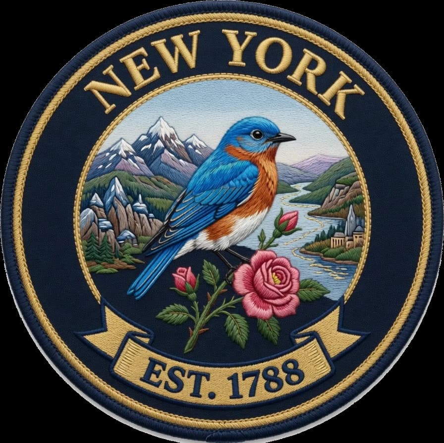 The New York crest — embroidered heritage medallion