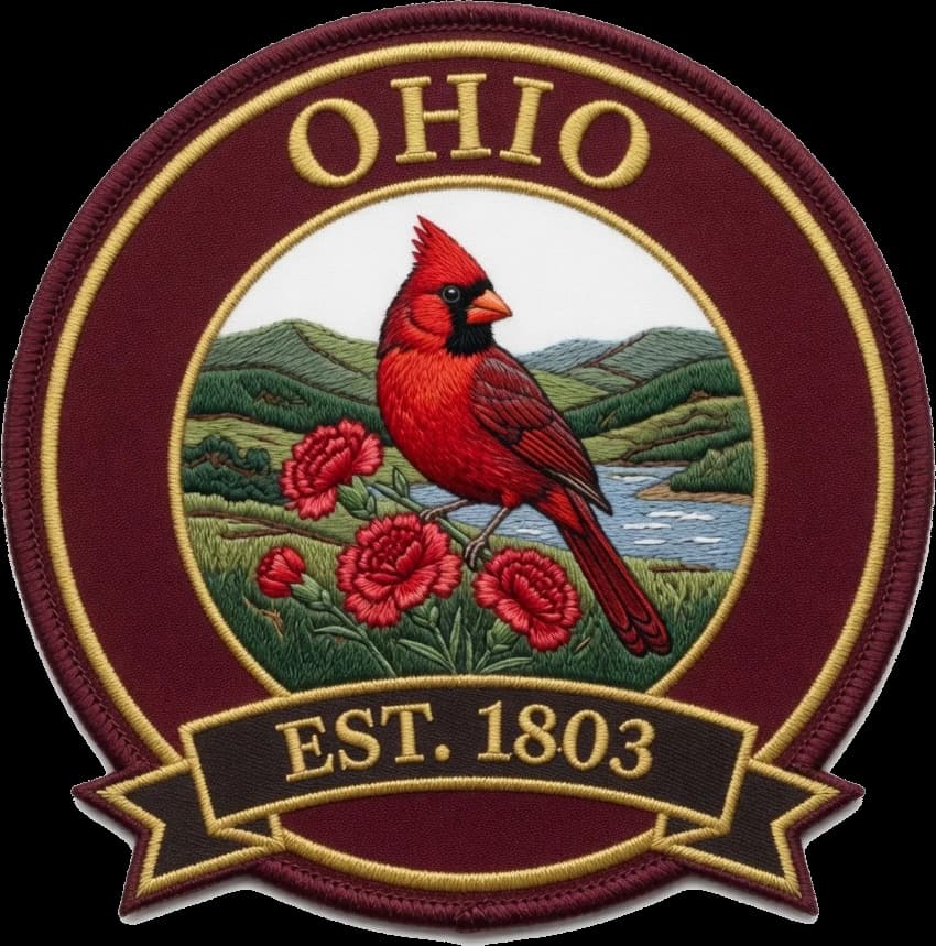 The Ohio crest — embroidered heritage medallion