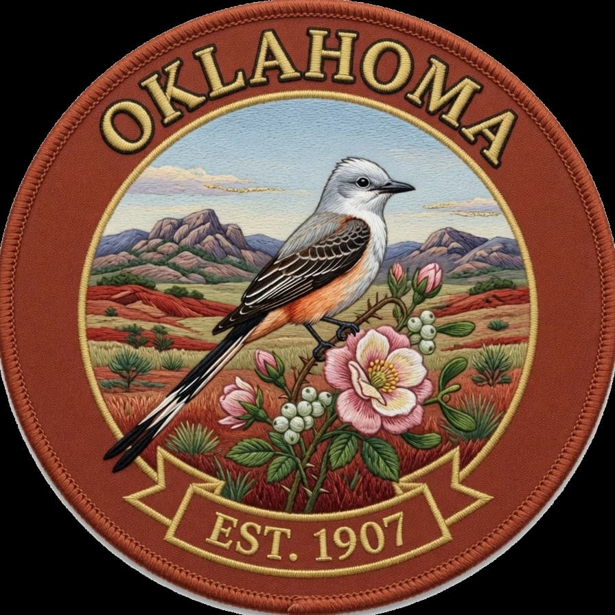 The Oklahoma crest — embroidered heritage medallion