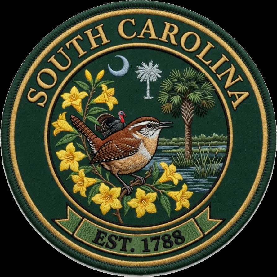 The South Carolina crest — embroidered heritage medallion