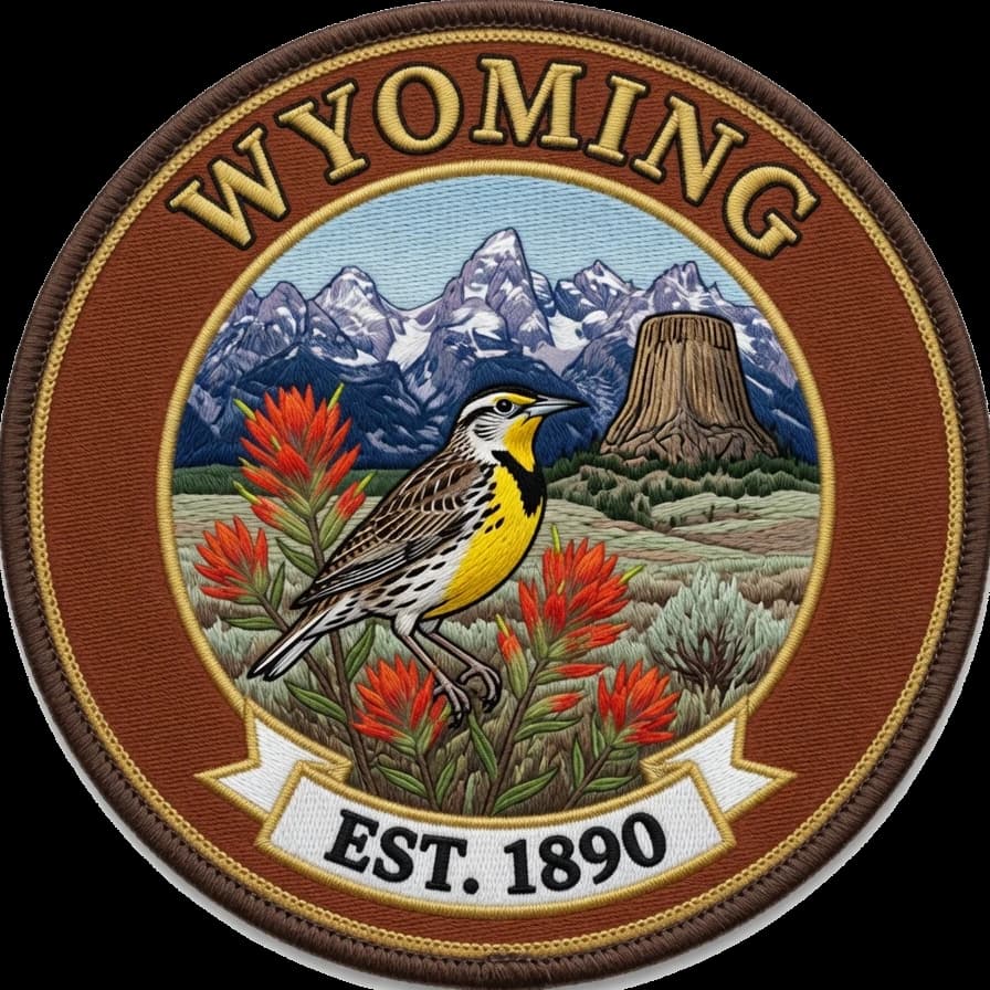 The Wyoming crest — embroidered heritage medallion